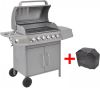 VidaXL Gasbarbecue 6+1 kookzone zilver online kopen