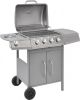 VidaXL Gasbarbecue 4+1 kookzone zilver online kopen