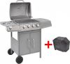 VidaXL Gasbarbecue 4+1 kookzone zilver online kopen