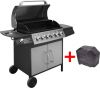 VidaXL Gasbarbecue 6+1 kookzone zwart en zilver online kopen