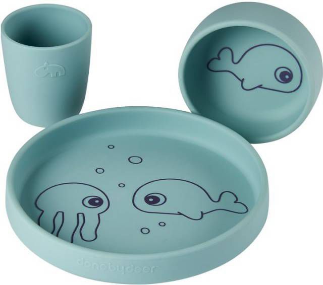 Done by Deer Baby Accessoires Silicone dinner set Sea friends Blauw online kopen