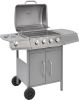 VidaXL Gasbarbecue 4+1 kookzone zilver online kopen