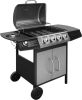 VidaXL Gasbarbecue 4+1 kookzone zwart en zilver online kopen