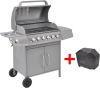 VidaXL Gasbarbecue 6+1 kookzone zilver online kopen