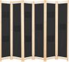 VidaXL Kamerscherm met 6 panelen 240x170x4 cm stof zwart online kopen