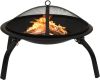 VidaXL Vuurplaats en barbecue 2 in 1 met pook 56x56x49 cm staal online kopen